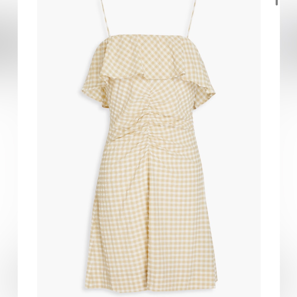 Nwot Ganni Gingham Seersucker Mini Dress